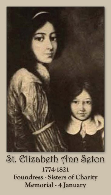 St. Elizabeth Ann Seton Prayer Card-Founder of American Parochial School System